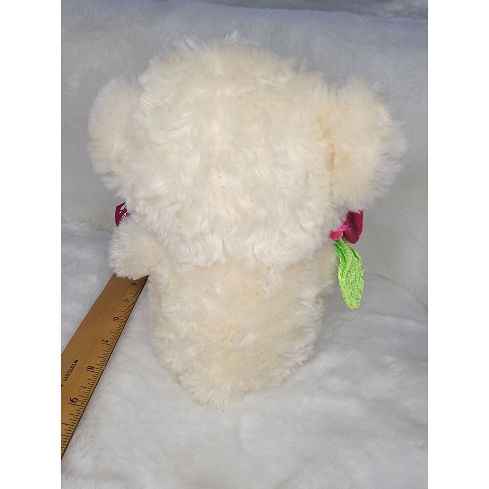 Vtg Kellytoy LOVE BEAR White Holding Pink Rose - Picture 4 of 10